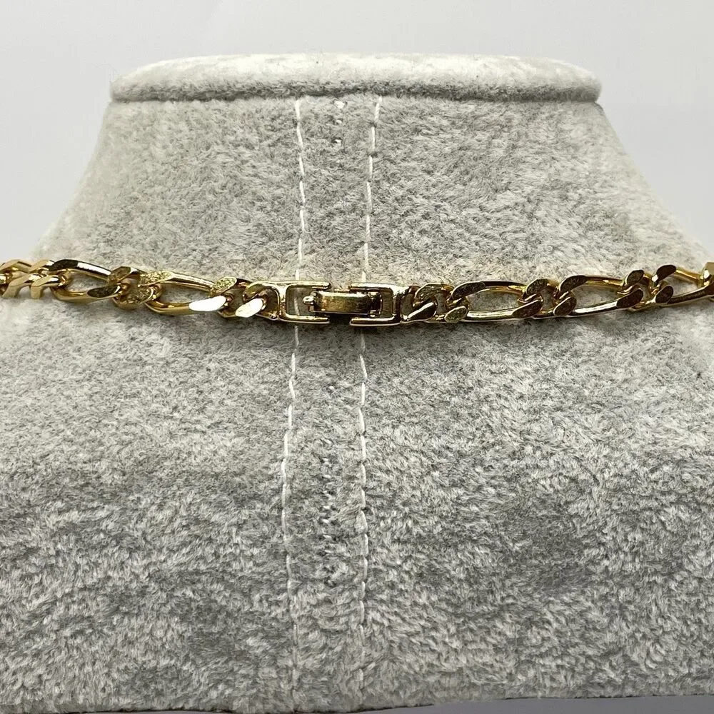 Vintage Monet Gold Tone Figaro Chain Link Necklace Stunning 30